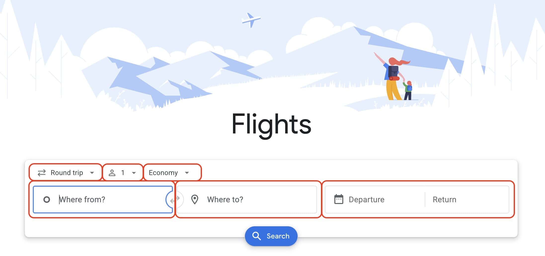 How To Use Google Flights - google flights search bar